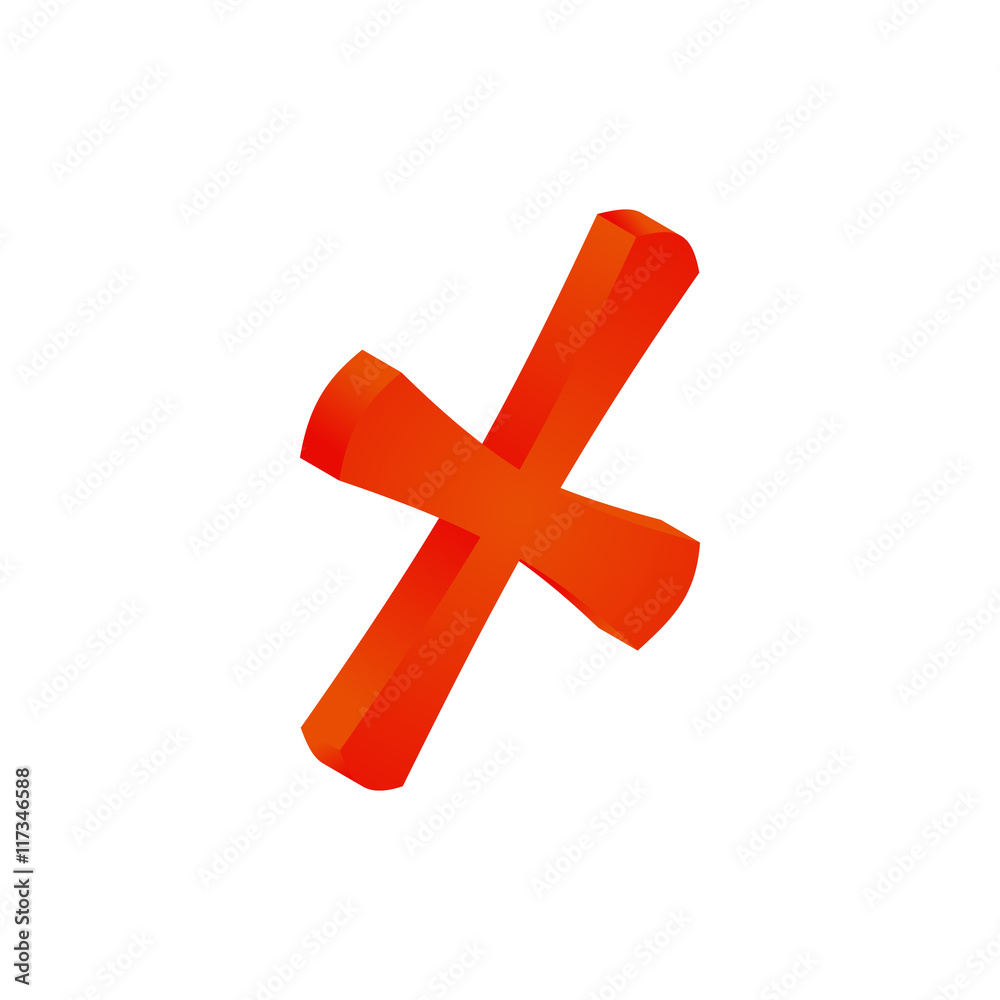 Fototapeta premium Cross mark icon in isometric 3d style isolated on white background