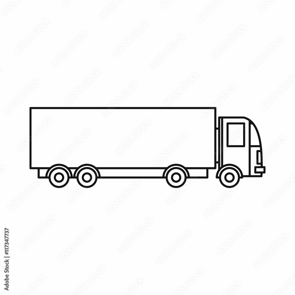 Truck icon in outline style isolated on white background. Shipping symbol Truck icon in outline style isolated on white background. Shipping symbol