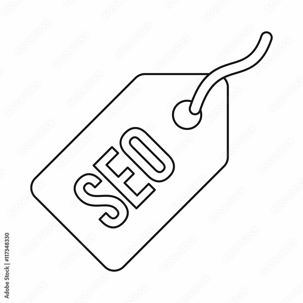 SEO optimization icon in outline style isolated on white background. Promotion symbol SEO optimization icon in outline style isolated on white background. Promotion symbol