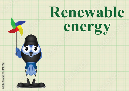 Comical renewable energy with windmill 