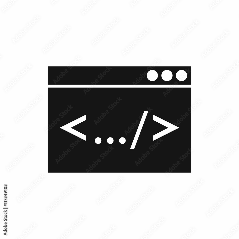 Code window icon in simple style isolated on white background Code window icon in simple style isolated on white background