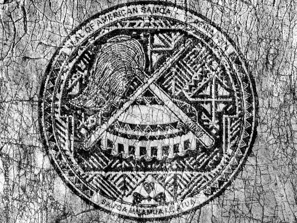 Naklejka premium Grudge stone painted US American Samoa seal flag