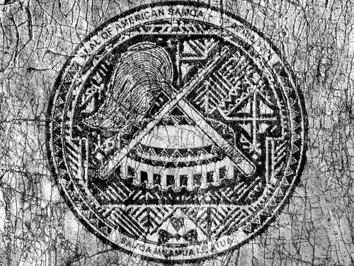 Grudge stone painted US American Samoa seal flag