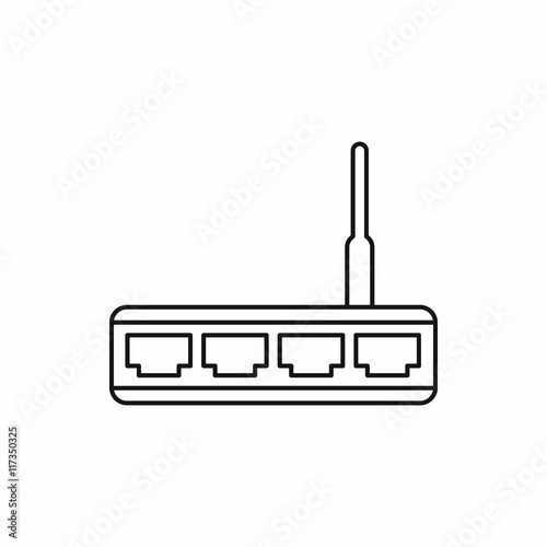 Router icon in outline style isolated vector illustration