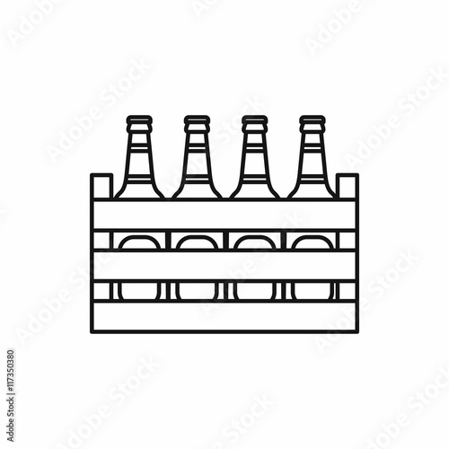 Beer wooden box icon in outline style isolated vector illustration
