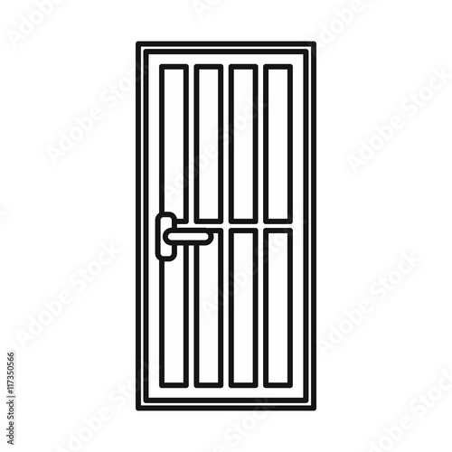 Steel door icon in outline style isolated vector illustration