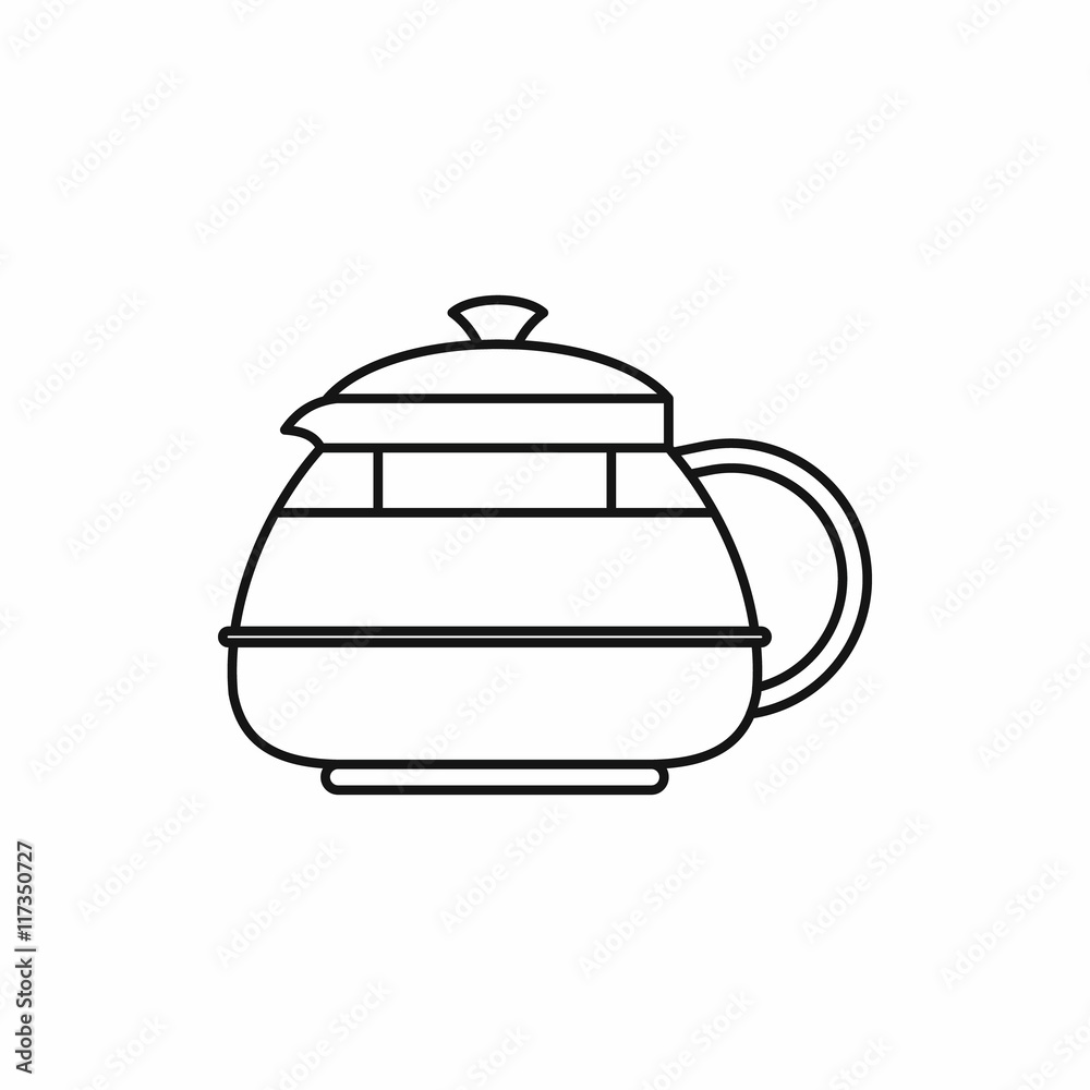 Glass teapot icon in outline style isolated vector illustration Glass teapot icon in outline style isolated vector illustration
