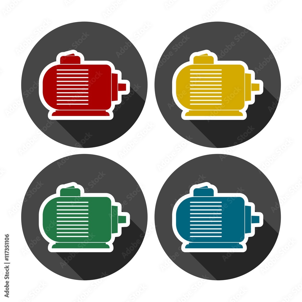 Electric motor icons set