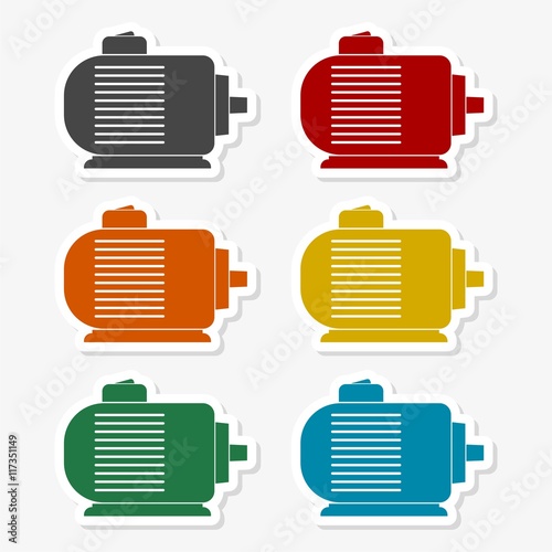 Electric motor icons set