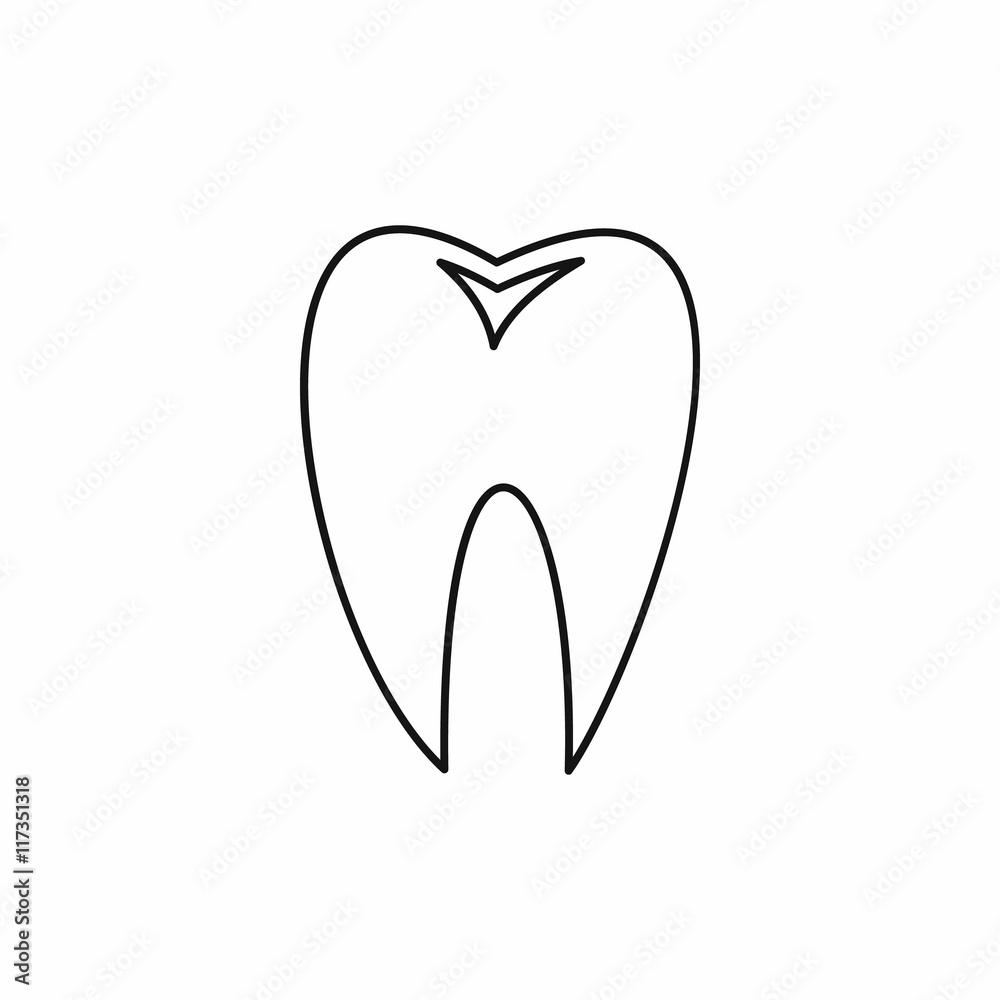 Tooth icon in outline style isolated vector illustration Tooth icon in outline style isolated vector illustration