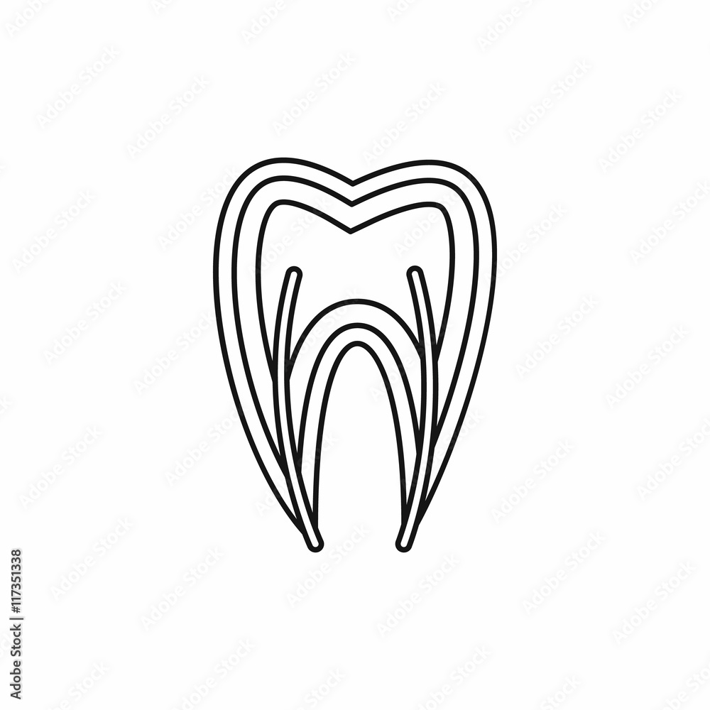 Tooth cross section icon in outline style isolated vector illustration