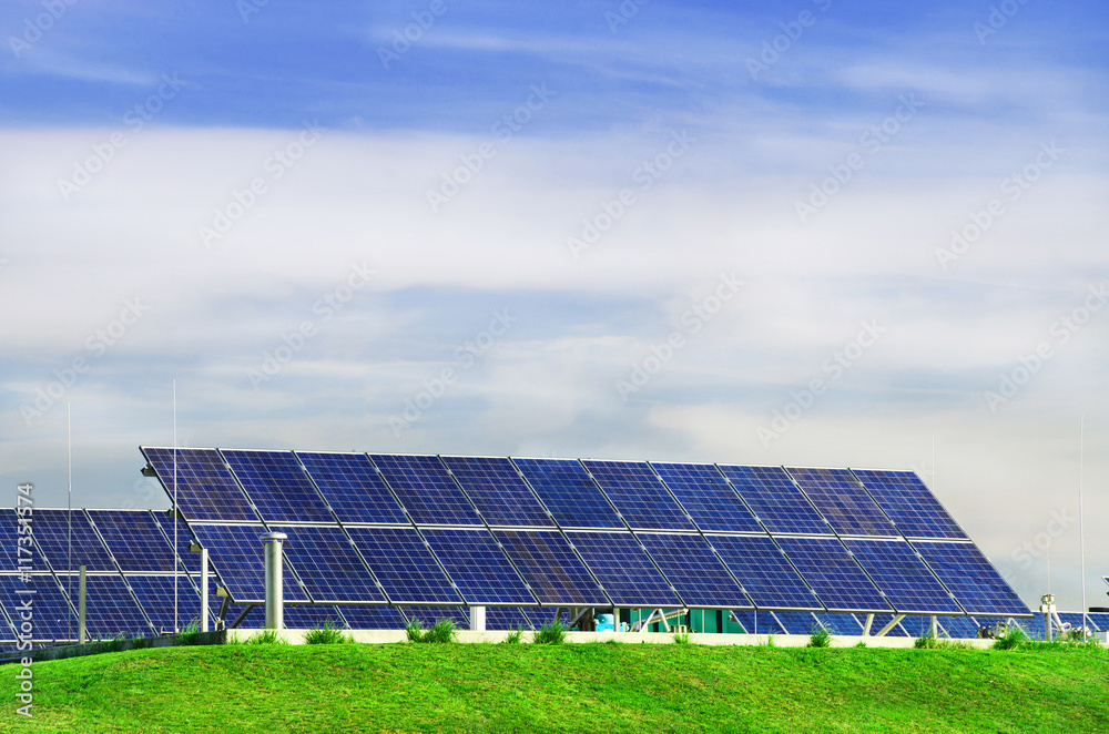 Photovoltaic power station, solar park. Group of solar panel. Photovoltaic power station, solar park. Group of solar panel.