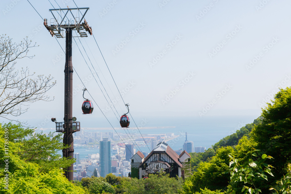 Ropeway on mountain or cable car use for take Viewpoint  citysca