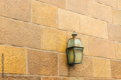 Retro lantern on the wall.