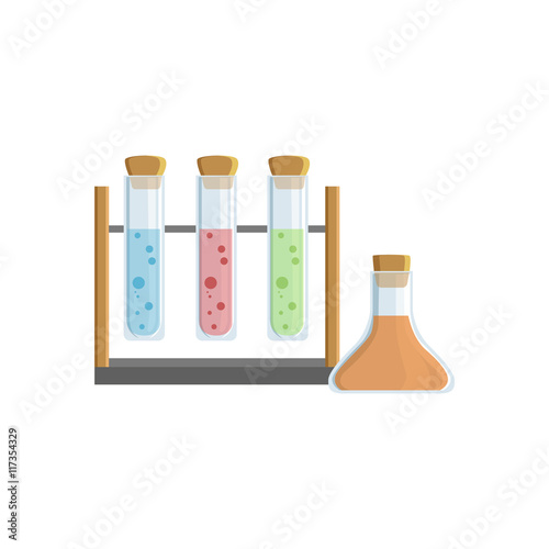 Set Of Three Test Tubes For Chemical Experiments