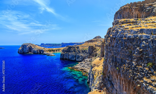 st paul's bay at Lindos town in Rhodes, Greece
