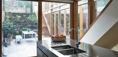 View of a garden from a kitchen