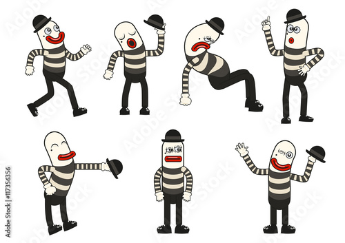 Vector mime set with different positions and gestures to express