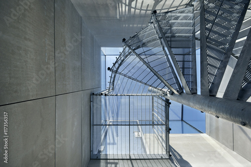 Low angle view of metal steps in tower building