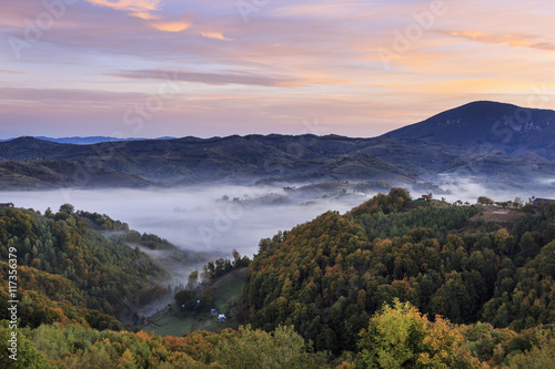 Early morning above foggy valley