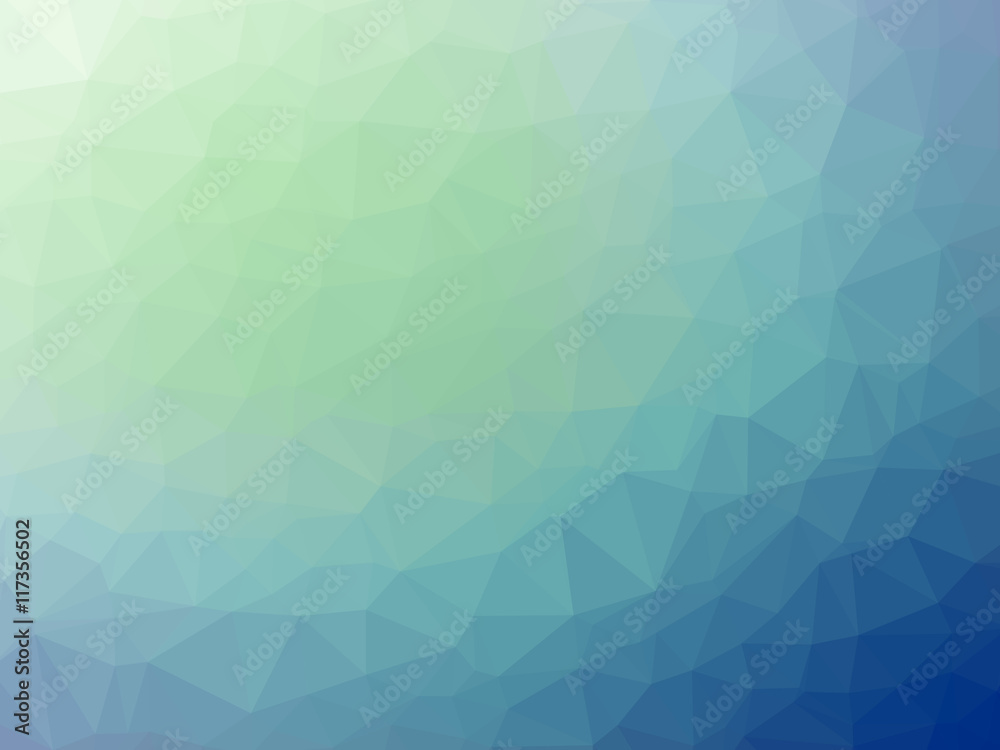 Fototapeta premium Abstract green blue white gradient low polygon shaped background