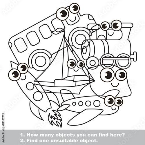 Funny toy transport mishmash set in vector.