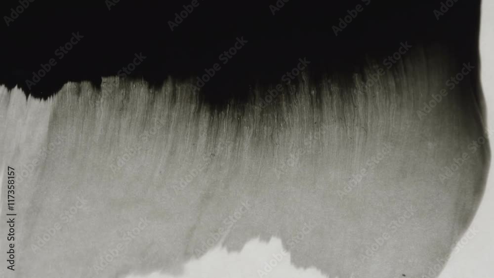 Ink Absorbing Into Parchment Paper. Filmed In Slow Motion. Ink Bleeding Into Paper From Top To Bottom.