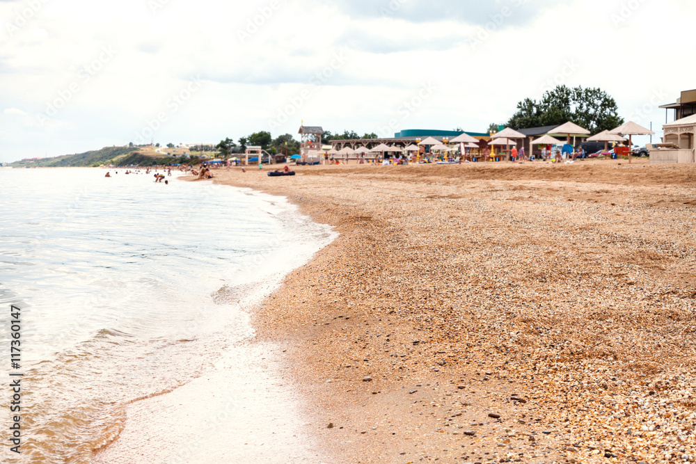 sand and shelly beach in Golubitskaya resort
