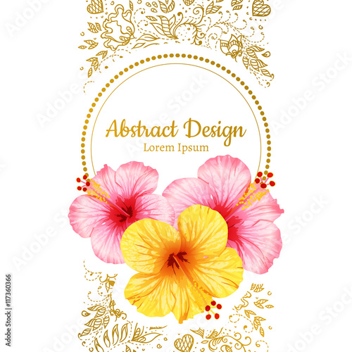 vector hibiscus flower. invitation card.