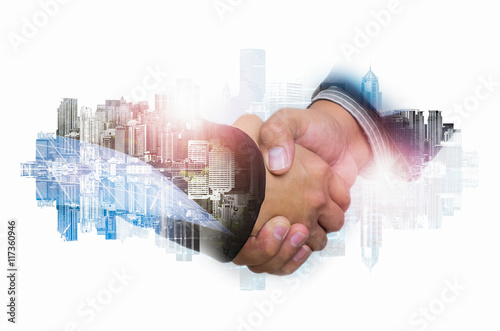 Schilderij op canvas businessman handshake