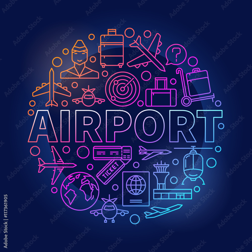 Airport colorful round illustration