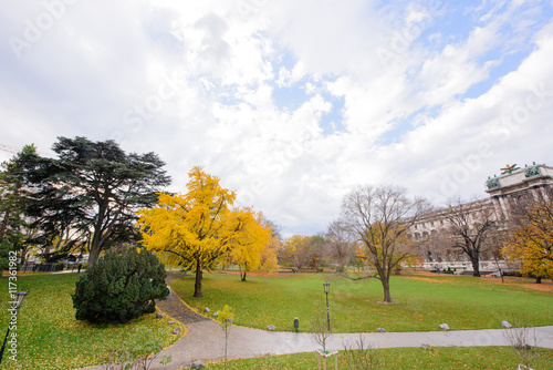 Nature view in Autumn. Stadpark, Vienna, Austria