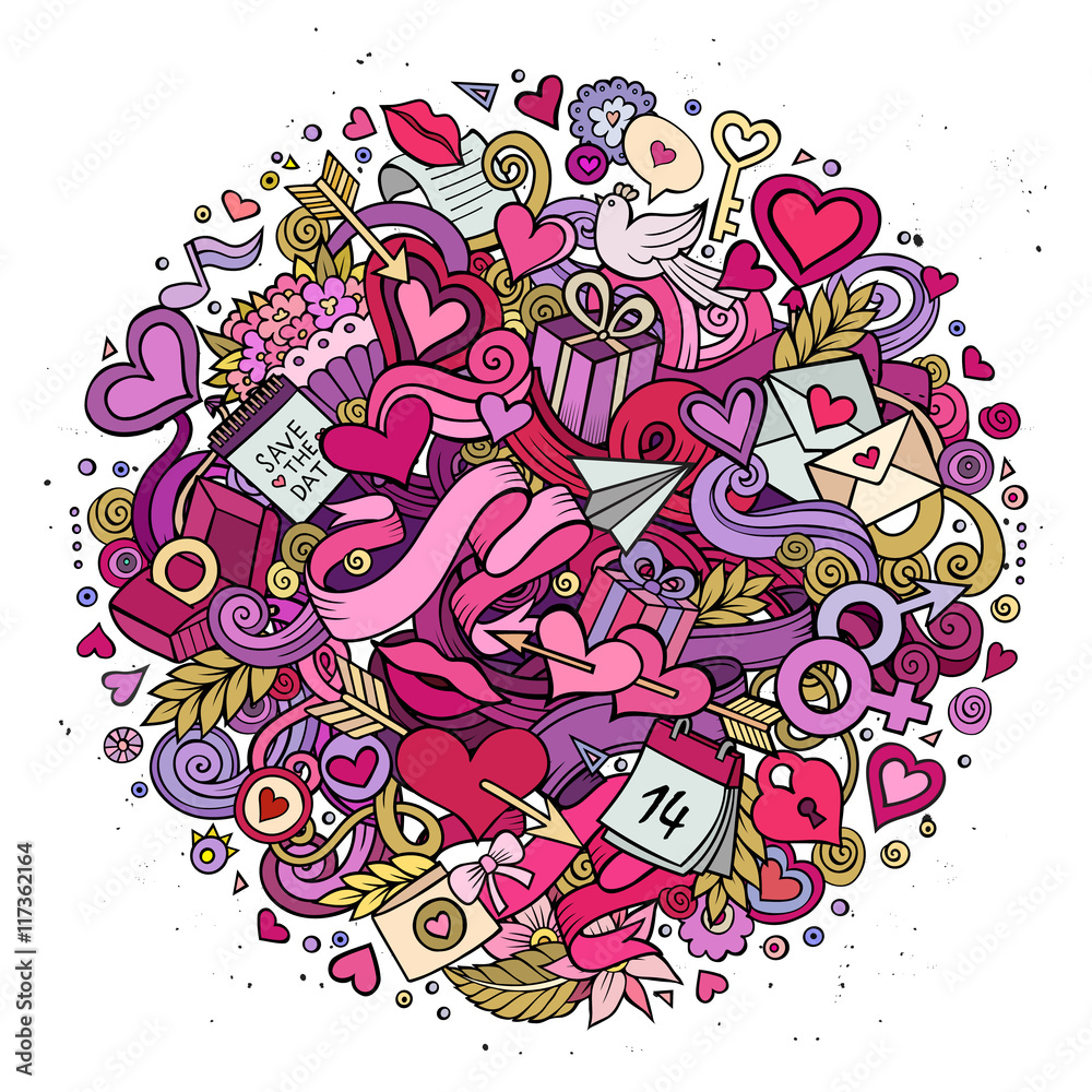 Cartoon vector hand drawn Doodle Love illustration