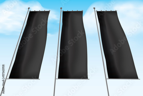 Flag mockup Blank advertising flags or billboards vector template illustration