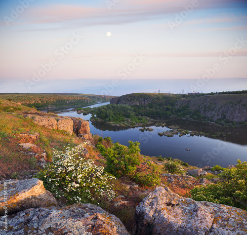 Summer landscape with river and canyon