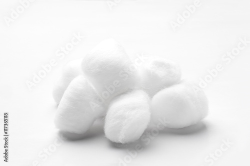 Medical cotton wool balls on white background