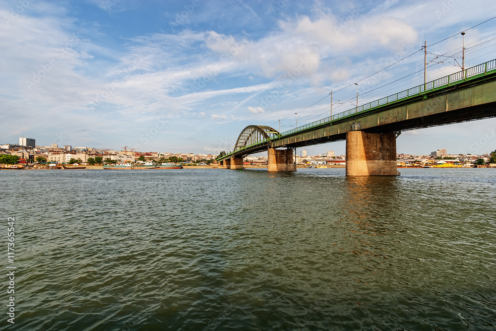 Panorama view on bridge over the river