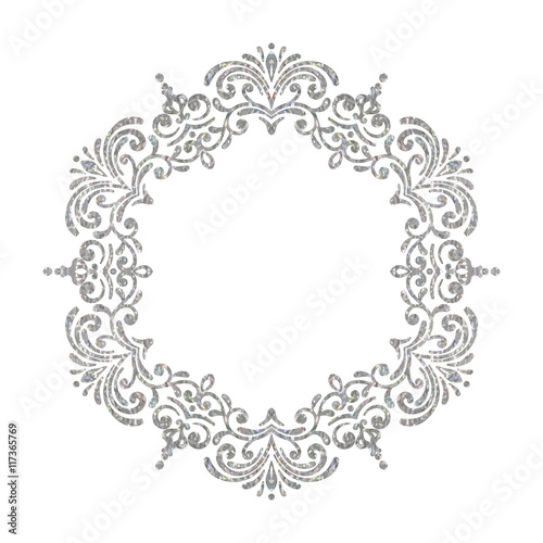 Elegant luxury vintage circle silver floral frame