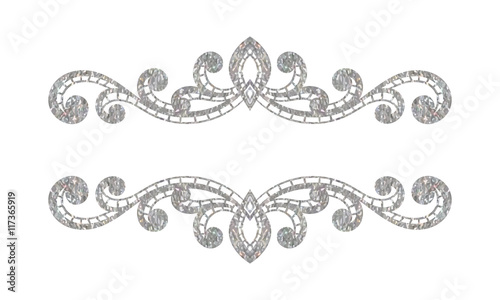 Elegant luxury vintage silver floral border