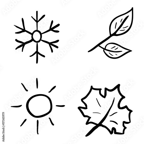 Vector Set of Black Doodle Season Icons
