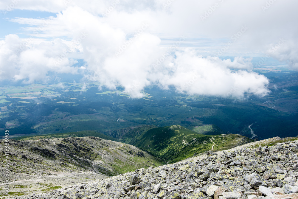 rocky mountain landscape covered with clouds rocky mountain landscape covered with clouds