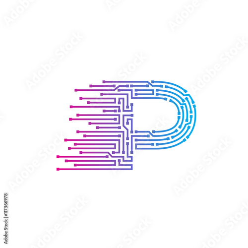 Letter P logo design template,technology,electronics,digital,logotype