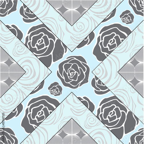 abstract seamless patchwork tile with floral ornament.arabic or