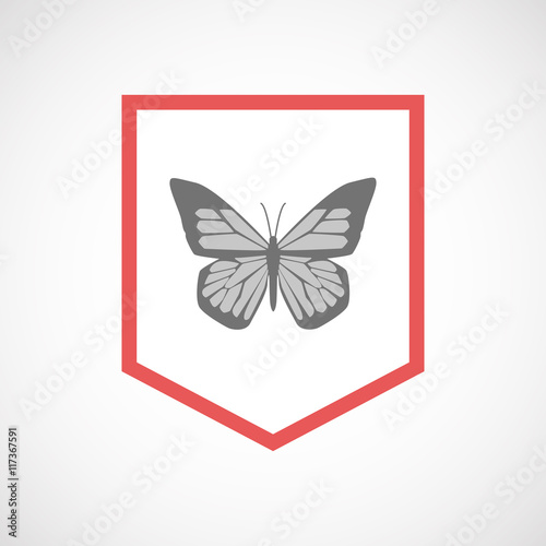 Isolated line art ribbon icon with a butterfly