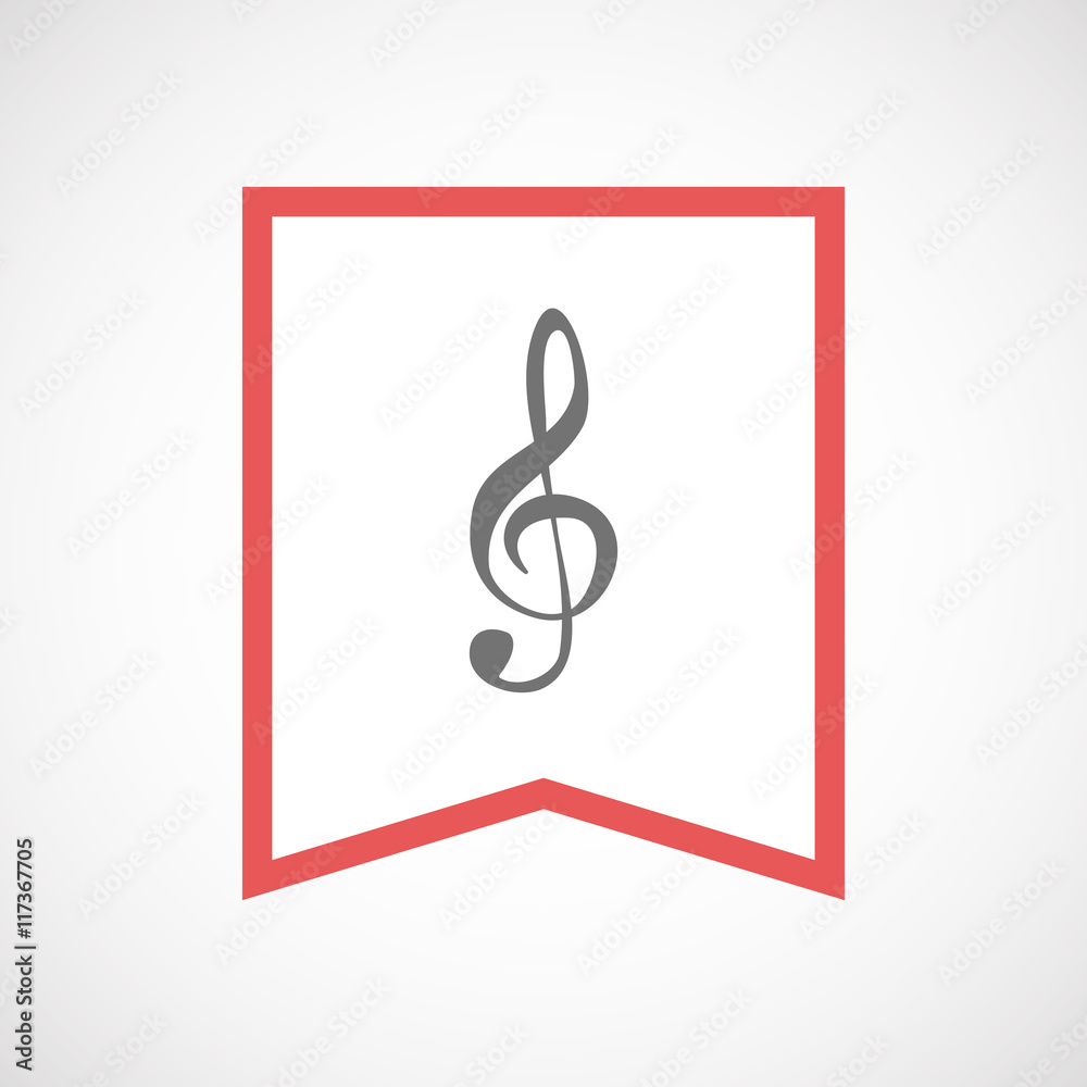 Isolated line art ribbon icon with a g clef Isolated line art ribbon icon with a g clef