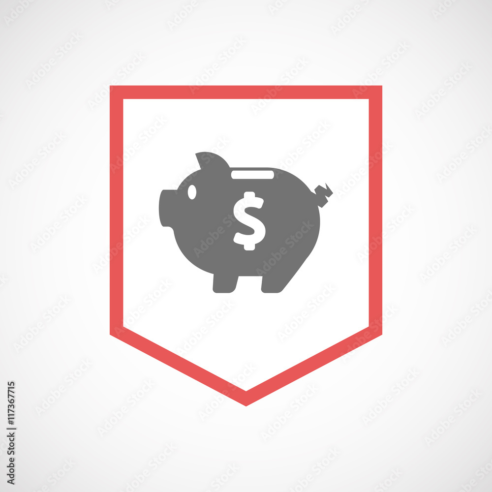 Isolated line art ribbon icon with a piggy bank Isolated line art ribbon icon with a piggy bank