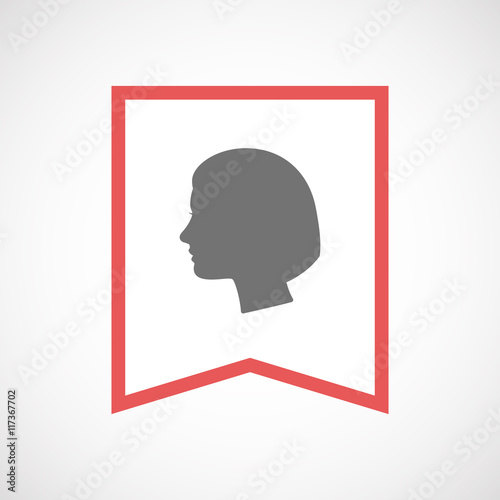 Isolated line art ribbon icon with a female head
