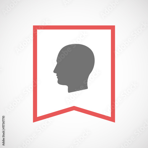 Isolated line art ribbon icon with a male head