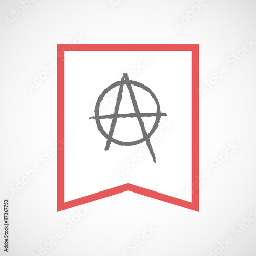 Isolated line art ribbon icon with an anarchy sign