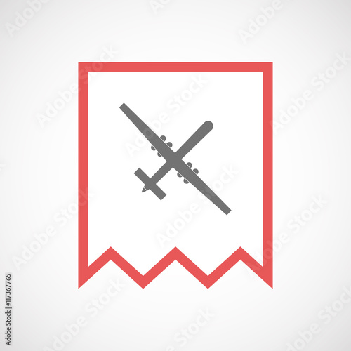 Isolated line art ribbon icon with a war drone